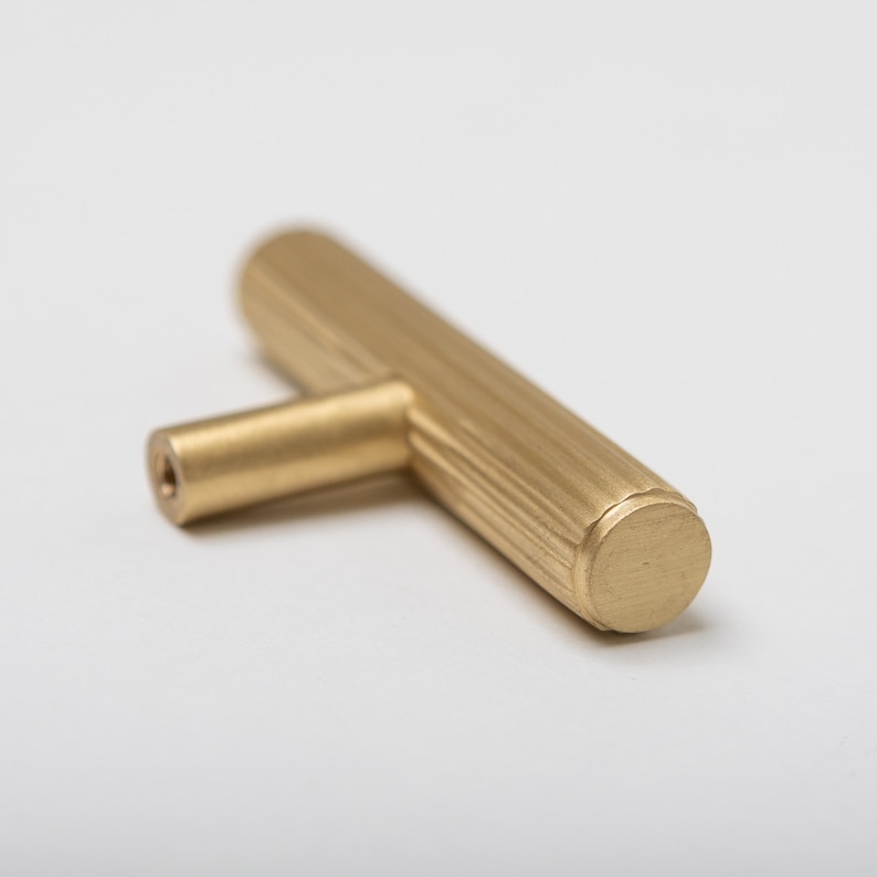 Solid Brass Knurled Cabinet Handles & Knobs | Satin Brass Furniture ...