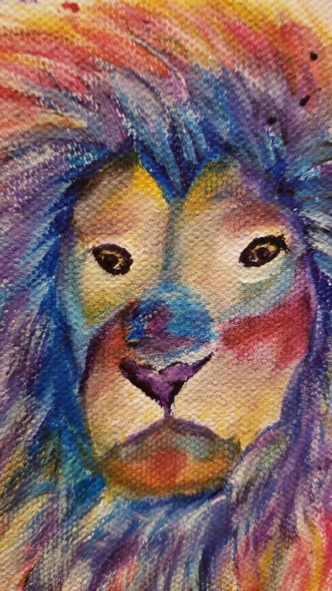 5x7 Original Acrylic Colorful Lion Painting Etsy