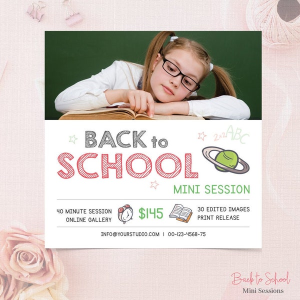 Back to School Mini Session Template, Marketing Board, Mini Session Template, School Photography Template, Instant Download