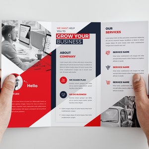 Szablon broszury składanej na trzy części, broszura biznesowa składana na trzy części, szablon korporacyjny do druku, szablon InDesign i Photoshop | Natychmiastowe pobranie