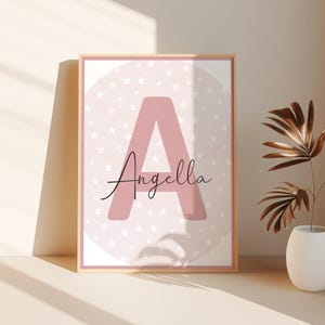 Impressões iniciais personalizadas, inicial de placa de nome personalizada, placa de nome imprimível, arte de parede infantil, decoração de berçário