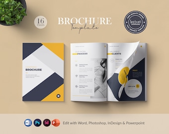 Business Brochure Template | Word Template | InDesign, PPTX & Photoshop Brochure | 16 Pages Printable Brochure Design | Instant Download