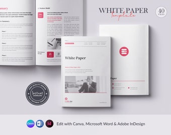 Canva Printable White Paper Template, White Paper Template, Brochure Template, Word and InDesign Whitepaper, Instant Download