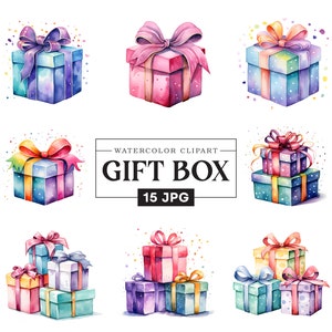 Aquarell Geschenk Box Clipart, Geschenke JPG, vorhanden Clipart, verpackt Geschenk Clipart, Instant Download-kommerzielle Nutzung