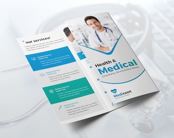 Medical Healthcare Brochure, Double-sided Trifold Brochure, Medical Trifold Brochure, Healthcare Trifold Brochure, Instant Download