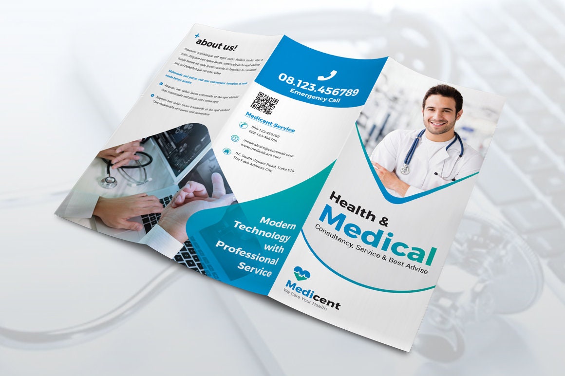 Medical Trifold Brochure Trifold Brochure Medical Health Etsy
