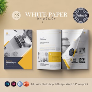 Modello per white paper, white paper aziendale, white paper su Word, InDesign e Photoshop, design stampabile per carta bianca 2023, download istantaneo