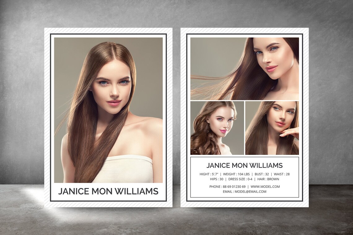 Modeling Comp Card Fashion Model Comp Card Comp Card Etsy