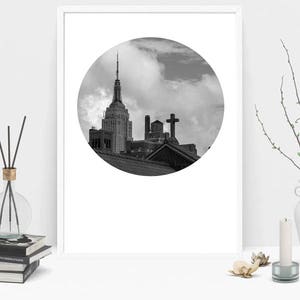 Modern Church of the Guardian Angel Black and White Photography Print, Wall Art, Color Print, Printable Art, Instant Digital Download Print