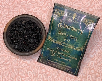 Elderberries dried herb for witchcraft or Wicca spells, charms, jars, soap candle making, rituals and incense.