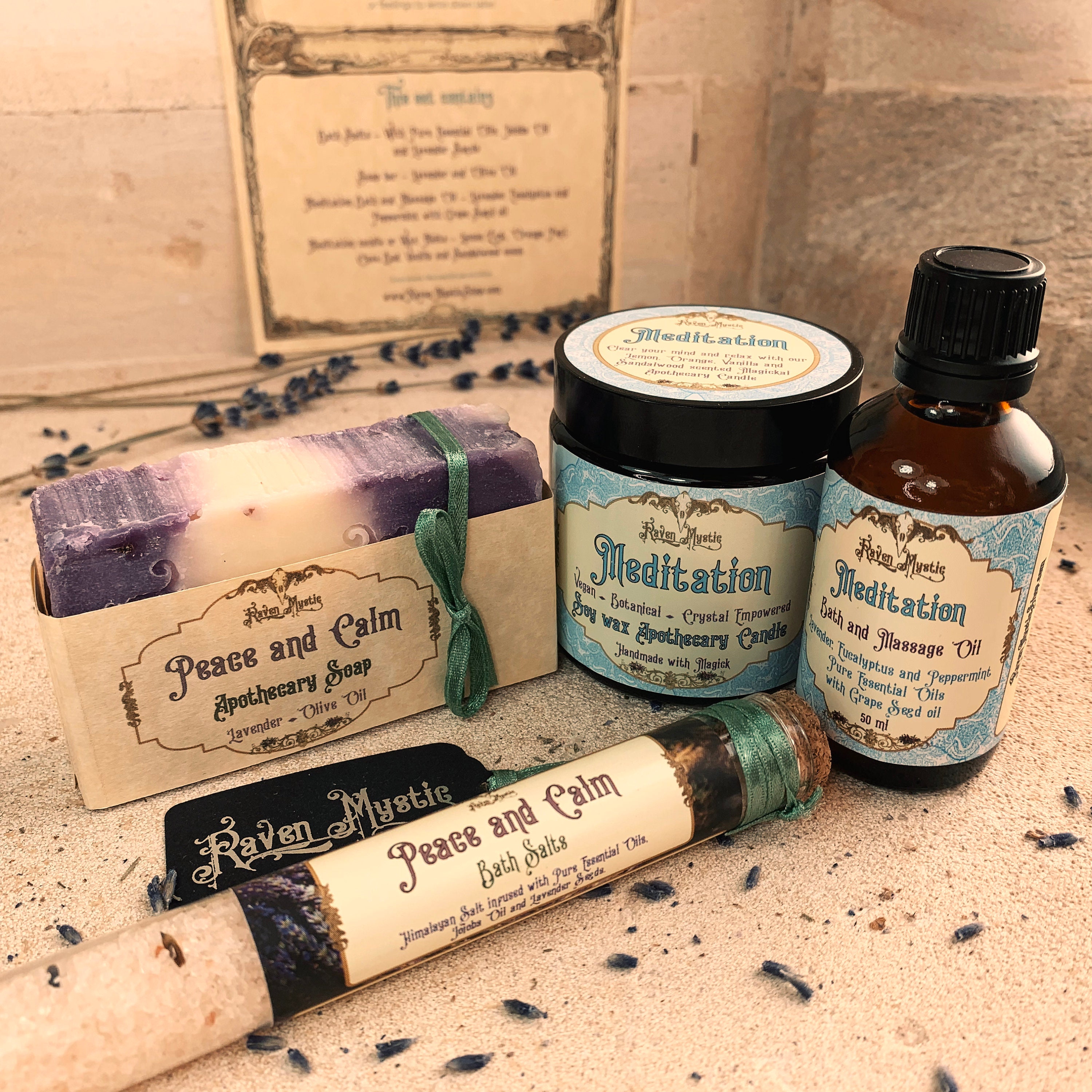 Meditation Bath Hamper Set With Herbal Bath Salts Crystal Etsy UK
