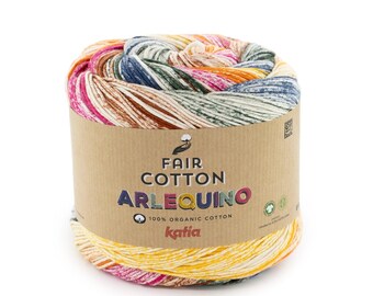 Filato organico Katia Fair Cotton Arlequino auto-rigato per maglia e uncinetto
