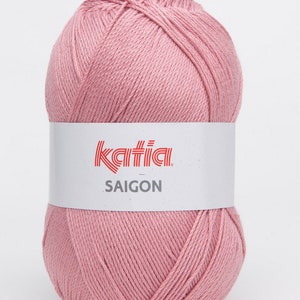 May include: A ball of pink yarn labeled "Katia Saigon"