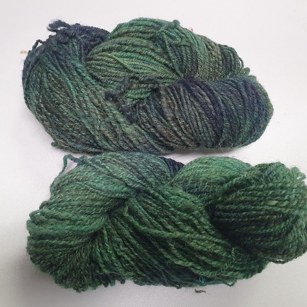 mixed dark sea green - dunkelgrau handgesponnene Schurwolle