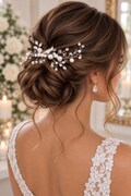 Bridal Silver Crystal Pearl Hair Comb: Elegant Wedding Accessory