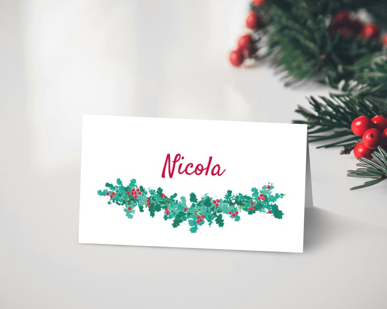 Editable Christmas place name cards PDF printable template | Etsy