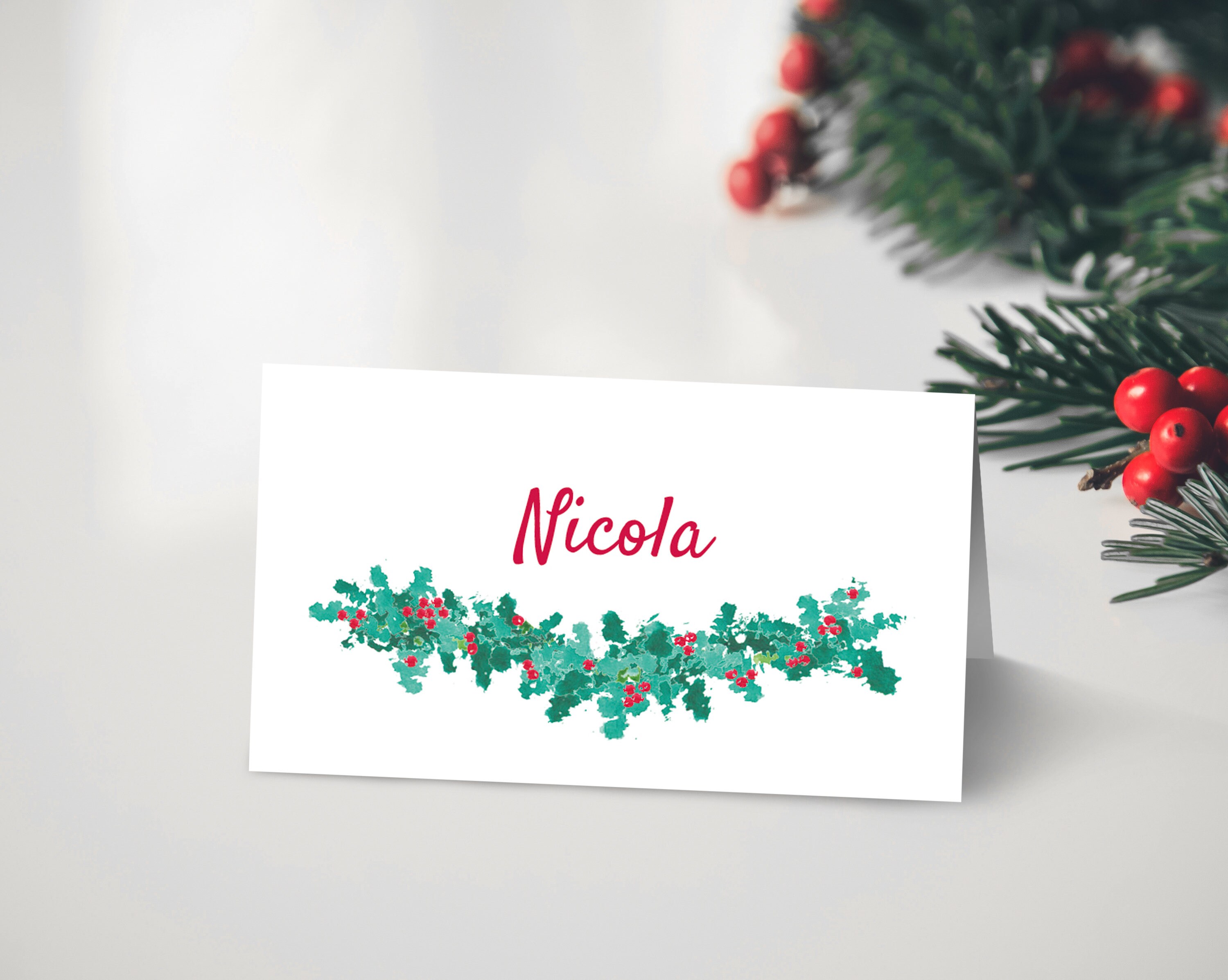 Editable Christmas place name cards PDF printable template | Etsy