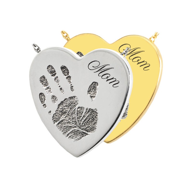 Handprint Cremation Urn Heart Necklace Sterling Silver or Stainless Steel Cremation Ash Remembrance Jewelry Memorial Pendant