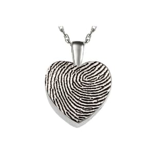 Full Fingerprint Petite Heart | Sterling Silver Cremation Ash Urn Necklace | Cremation Ash Jewelry | Memorial Remembrance Charm Pendant