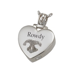 Your Pet's Nose Print Heart Ash Urn Charm Necklace | Dog / Cat Cremation Ash Pet Loss Jewelry | Sterling Silver Memorial Charm Pendant