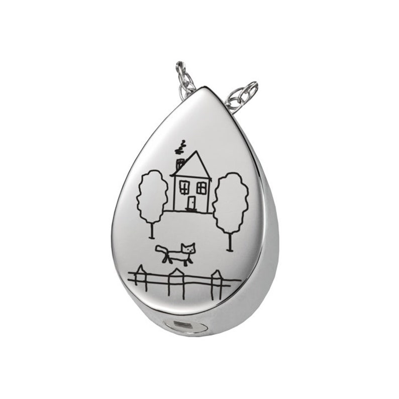 Handwriting Teardrop Ash Urn Necklace Cremation Ashes Remembrance Jewelry Sterling Silver or Stainless Memorial Charm Pendant