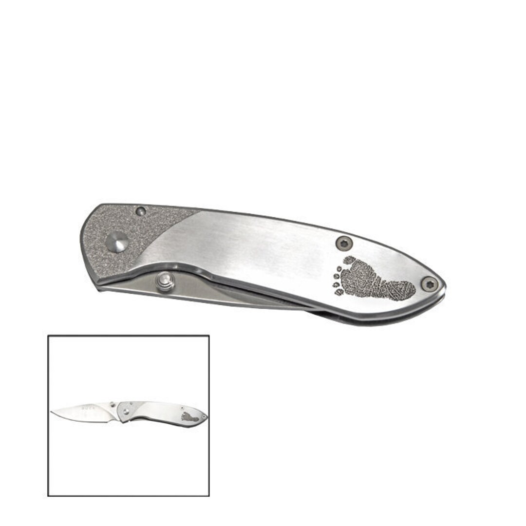 Actual Footprint Buck Folding Knife Stainless Steel Personalized Pocket