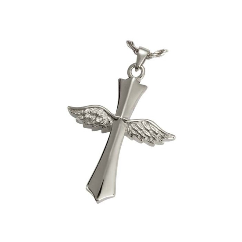 Angel Wing Cross Urn Necklace Sterling Silver or 14K Gold Etsy