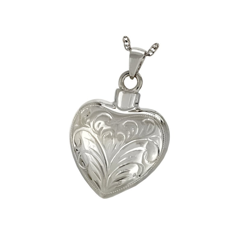 Remembrance Pendant Sterling Silver or 14K Gold Plated Charm Jewelry Beautiful Heart Cremation Ash Urn Necklace