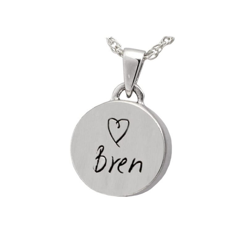 Sterling Silver Ash Jewelry Petite Round Footprint Cremation Ash Urn Necklace Memorial Remembrance Charm Pendant