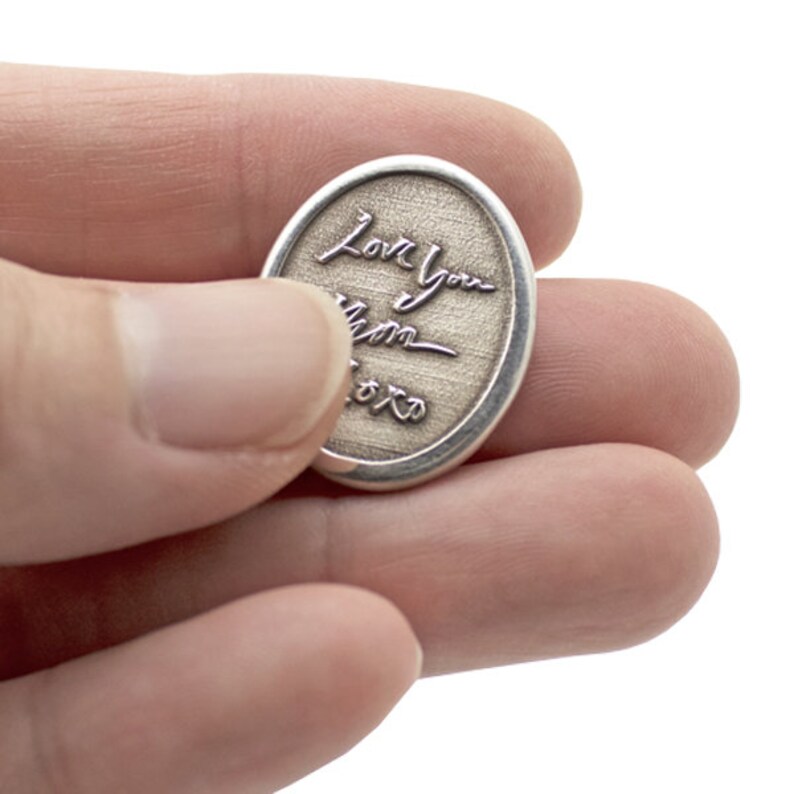 No Chamber Personalized Sterling Silver Pocket Stone Handwriting Comfort Charm