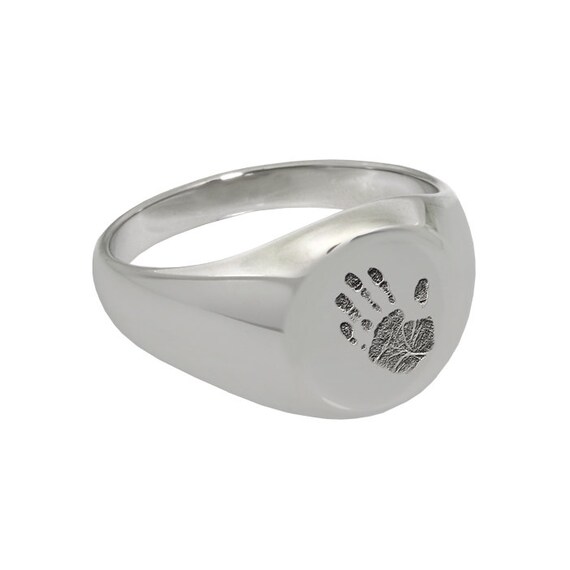 Cremation Jewelry Pet Loss Sterling Silver Nose Print Cremation Ash Urn Statement Ring
