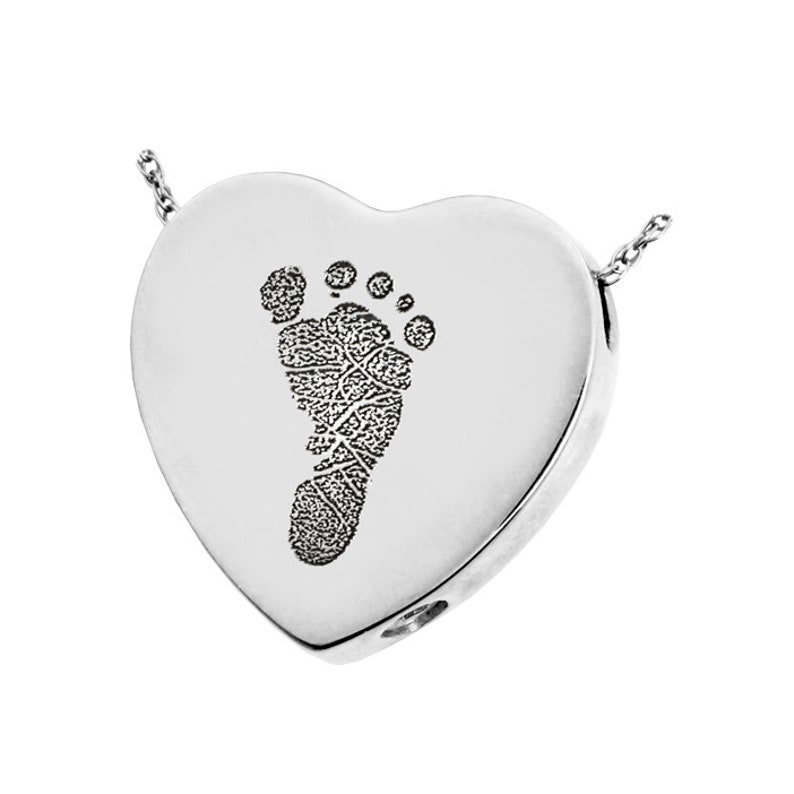 Handprint Cremation Urn Heart Necklace Sterling Silver or Stainless Steel Cremation Ash Remembrance Jewelry Memorial Pendant