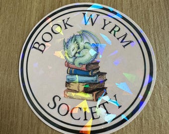 Book Wyrm Society — Holographic Dragon Sticker