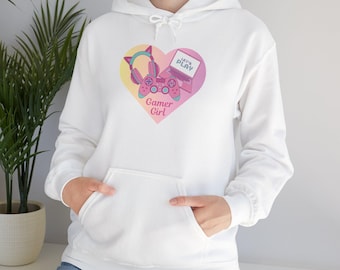 Gamer Girl Hoodie: Pastel Laptop & Headphone Design