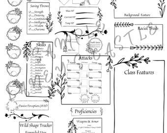 Druid 5e Character Sheet: Fillable PDF with Spell & Wild Shape Tracker