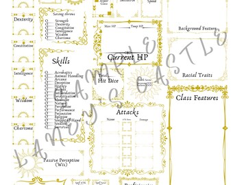 Cleric Character Sheet PDF: Fillable DnD 5e Form with Art Deco Journal