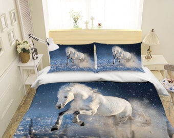 3d white horse dw 141 bedding bed pillowcases quilt duvet cover set twin single size full size queen size king size jessica - Horse Bedding 3d white horse dw 141 bedding bed pillowcases quilt duvet cover set twin single size full size queen size king size jessica - Horse Bedding
