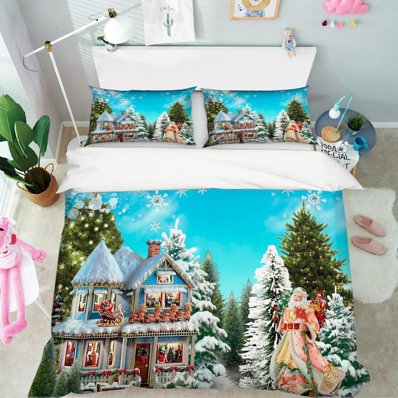 3d 050 Xmas Bedding Bed Pillowcases Quilt Duvet Image 0