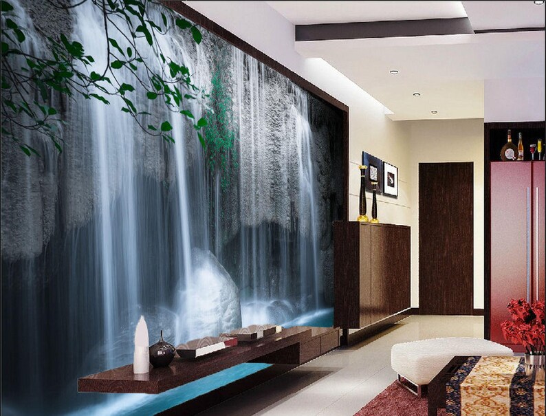 3d Waterfall Laves Stone 88 Wallpaper Mural Wall Print Decal Etsy