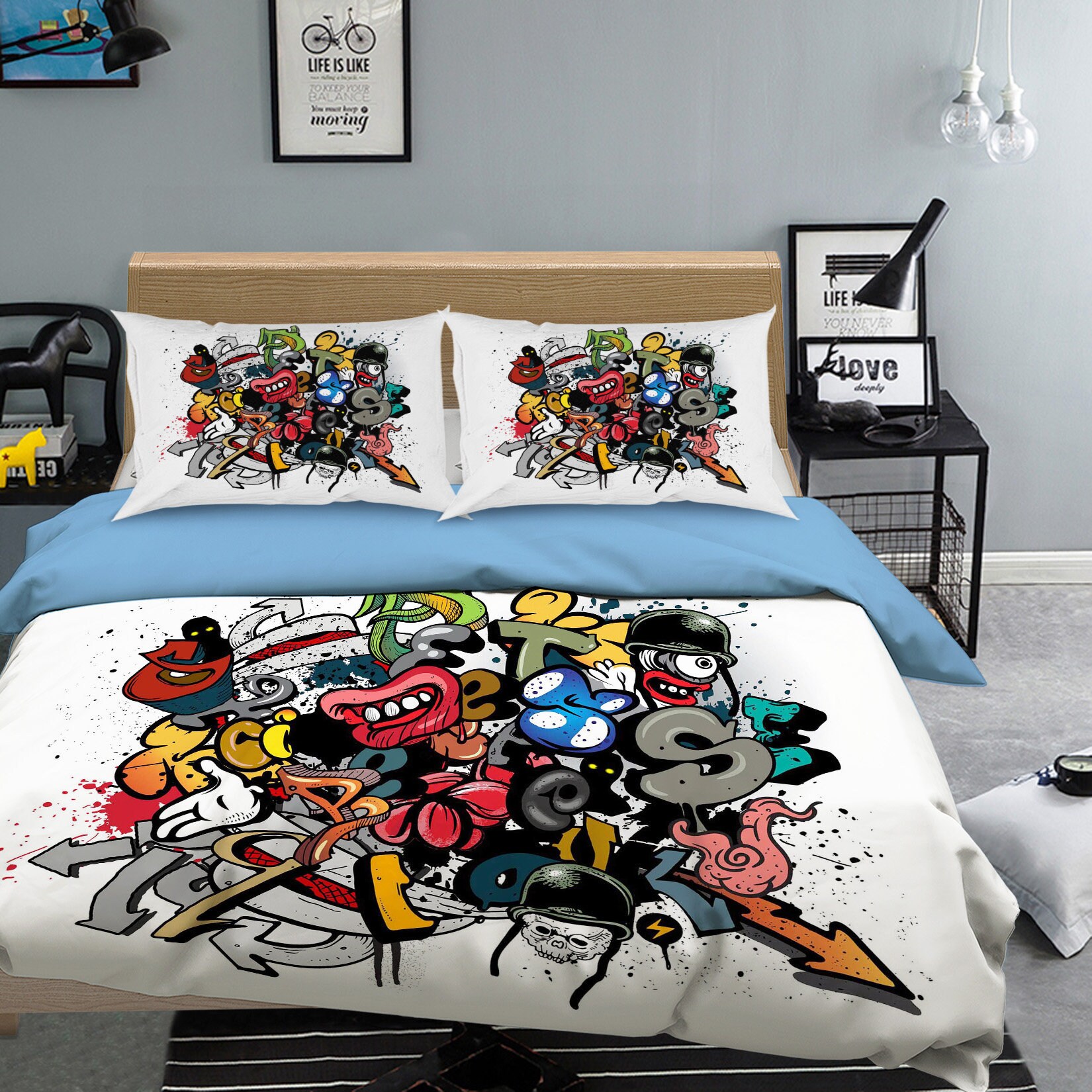 3d Graffiti 7841 Bedding Bed Pillowcases Quilt Duvet Cover Set 50
