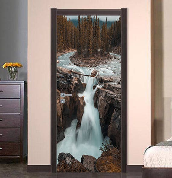 3d Waterfall 311 View Mural Door Wallpaper Mural Wall Print Etsy