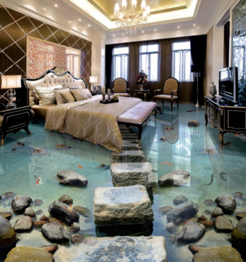 3d Waterfall Steps 221 Floor Wallpaper Mural Floor Mural Wall Etsy