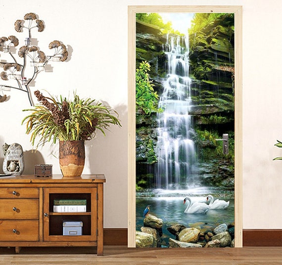 3d Waterfall 453 View Mural Door Wallpaper Mural Wall Print Etsy