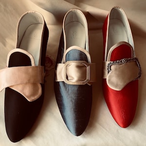 18th Century Shoe,  Reenactment, Georgian, historical footwear, silk shoes, duchess