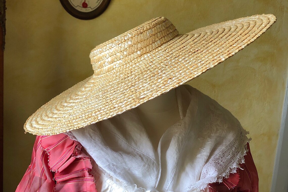 Very Flat Bergere Straw Hat Ideal for the 18th Century Etsy
