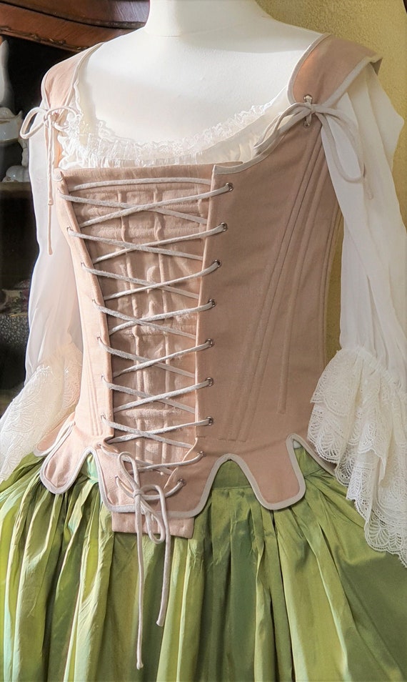 18th Century Beige Linen Corset With Lace up Front and Back, Georgian  Period, Louis XVI, Marie Antoinette, Outlander 