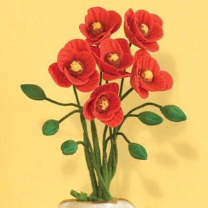 Red Poppies 6 Pcs for 12th Scale Dolls House