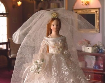 Grace The Bride Poseable Porcelain Doll for 12th Scale Dolls House