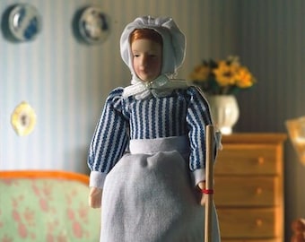 Rennie The Kitchen Maid Poseable Porcelain Doll for 12th Scale Dolls House