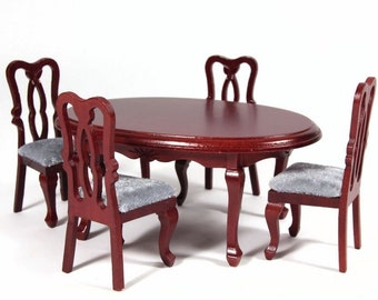 Oval Dining Table and 4 Chairs for 12th Scale Dolls House